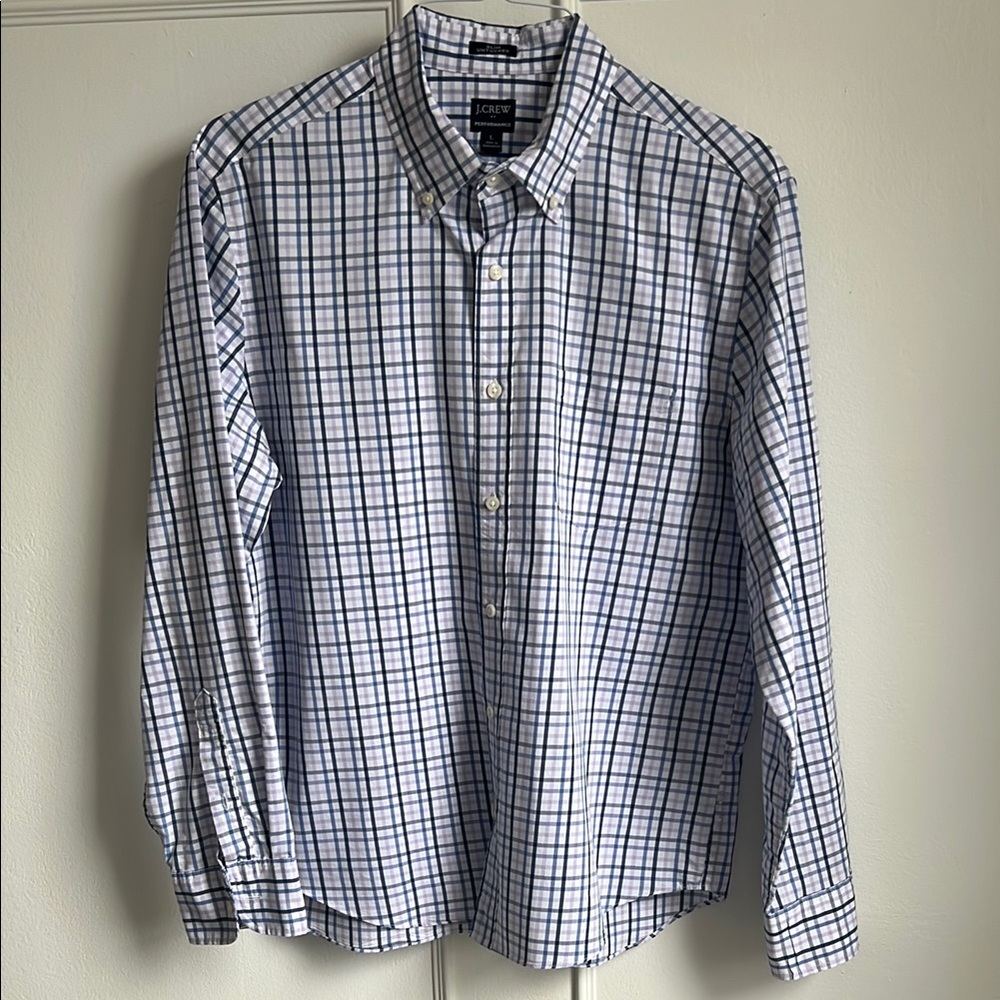 J. Crew Blue and White Casual Button Down Shirt